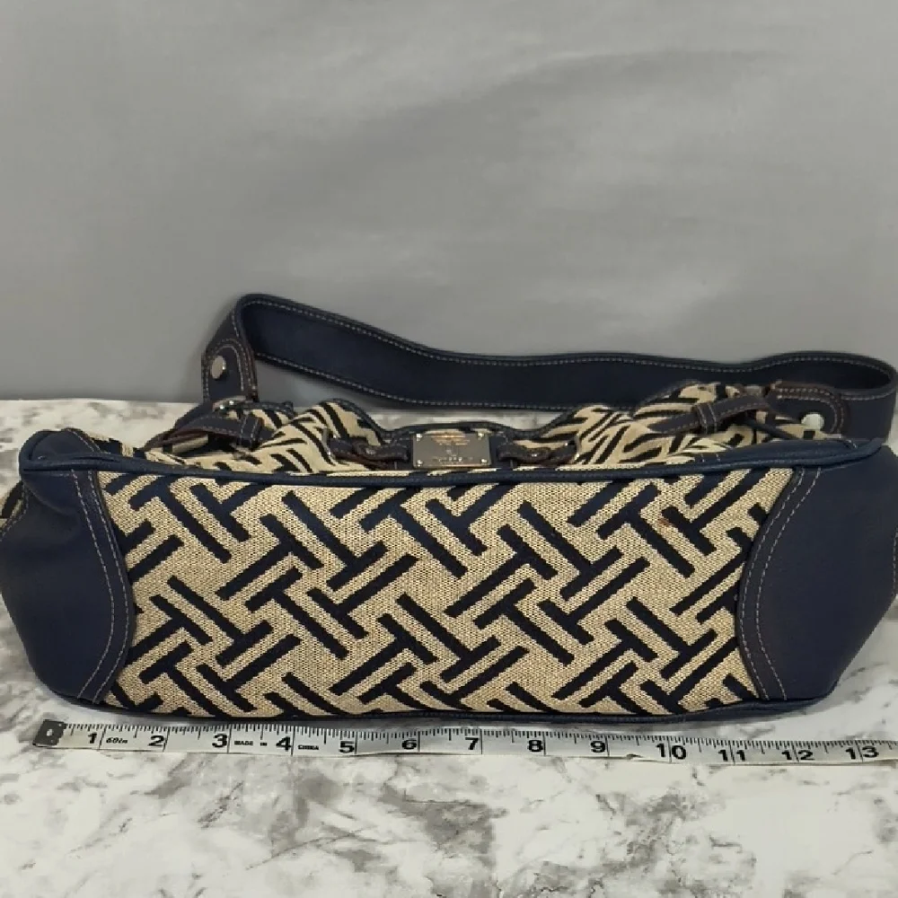 Tignanello Signature Jacquard/Blue leather trim handbag geometric pattern Purse - Picture 4 of 15